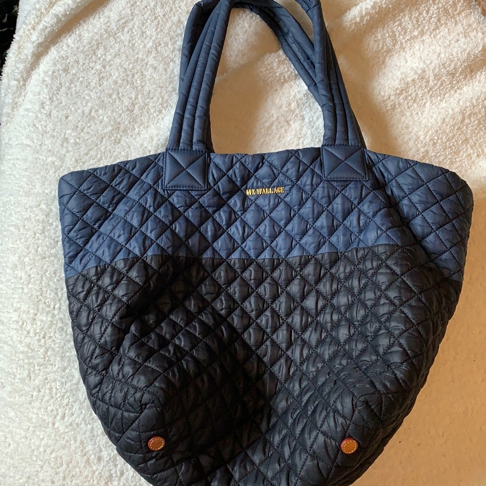 MZ Wallace Blue Black large metro tote perfection